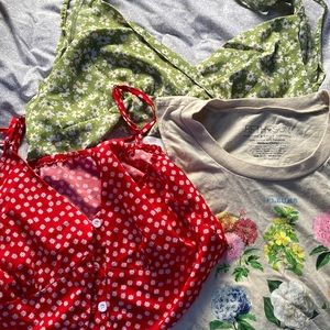 Floral Croptop/ muscle tee bundle (ROMWE and fifth sun)